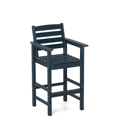 Patio HDPE Adirondack Bar Chairs Set of 2 with Wide Armrests-Navy