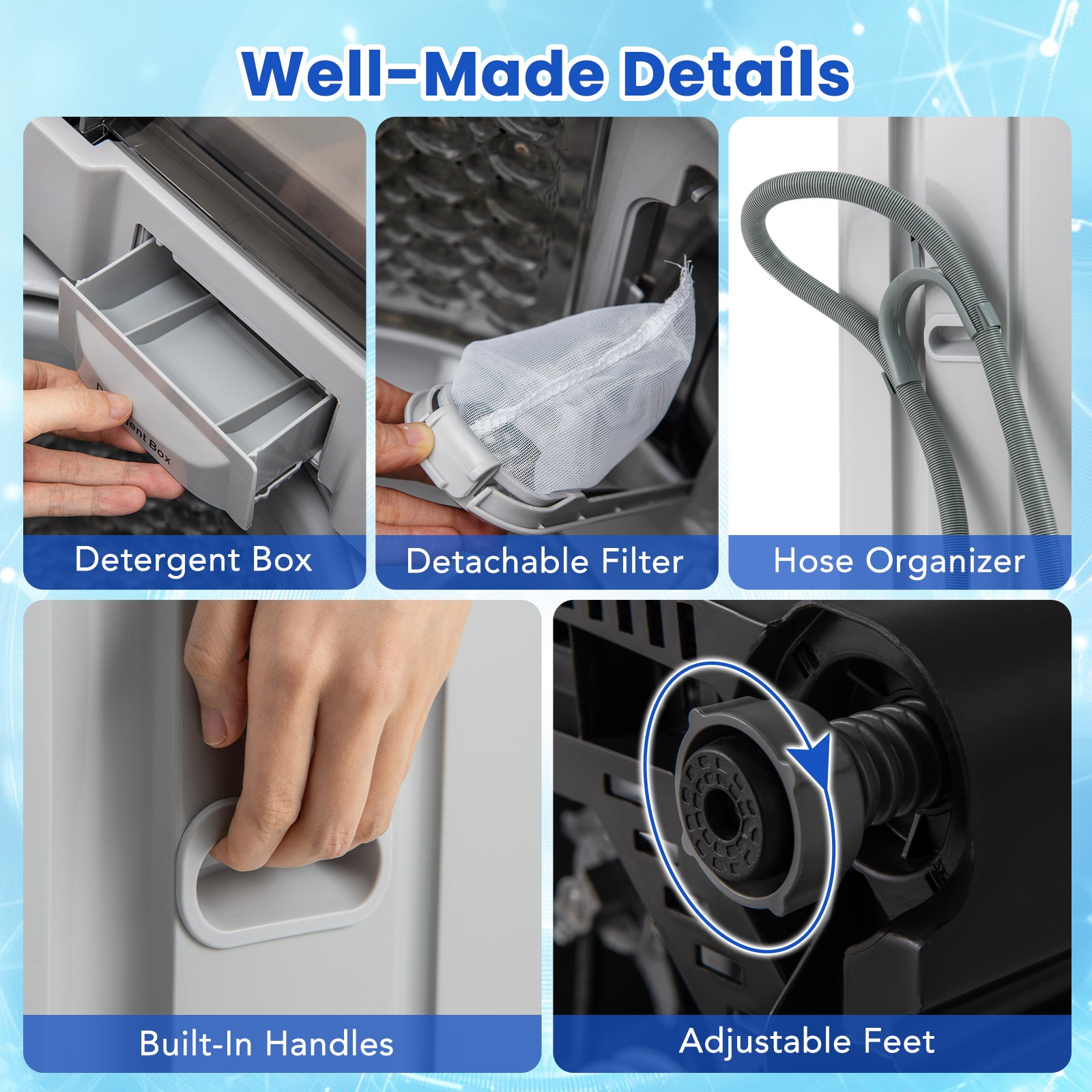 Full-Automatic Washing Machine Washer and Spin Combo-Grey