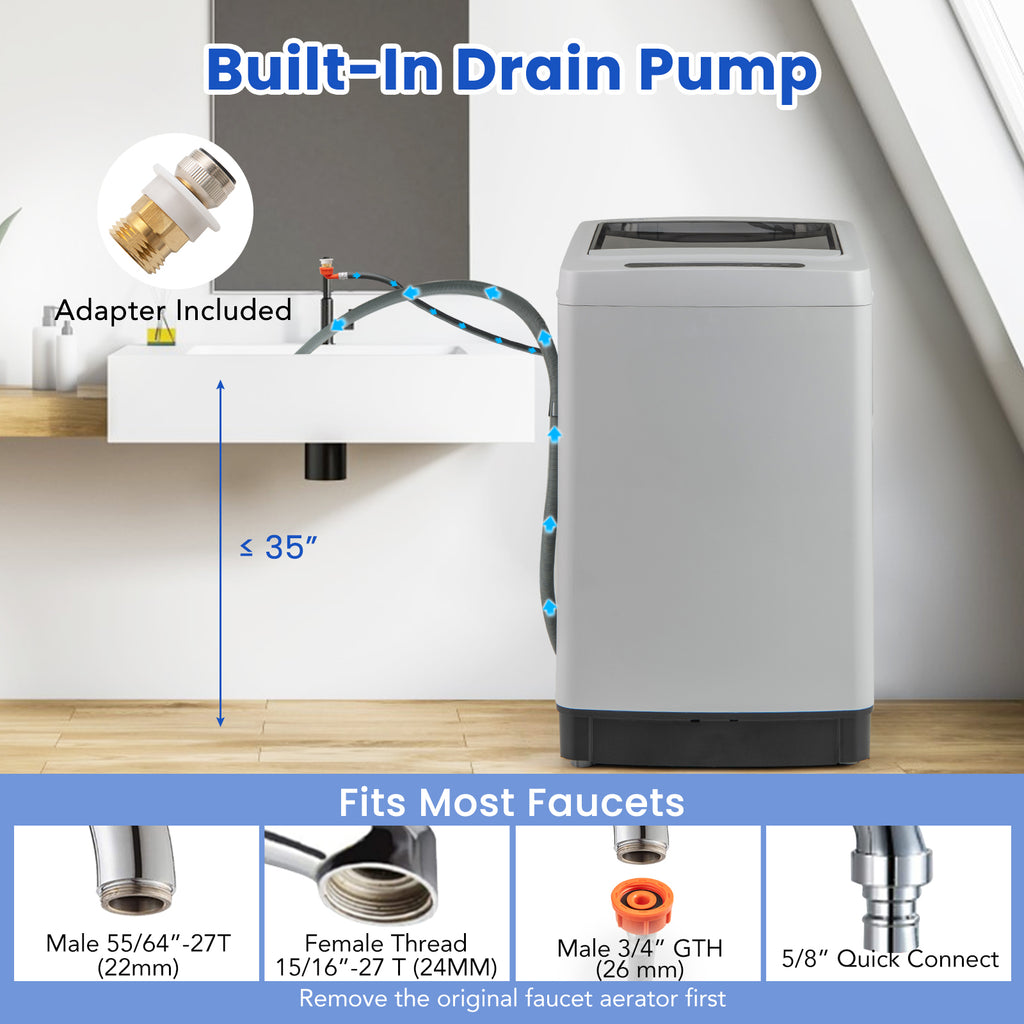 Full-Automatic Washing Machine Washer and Spin Combo-Grey
