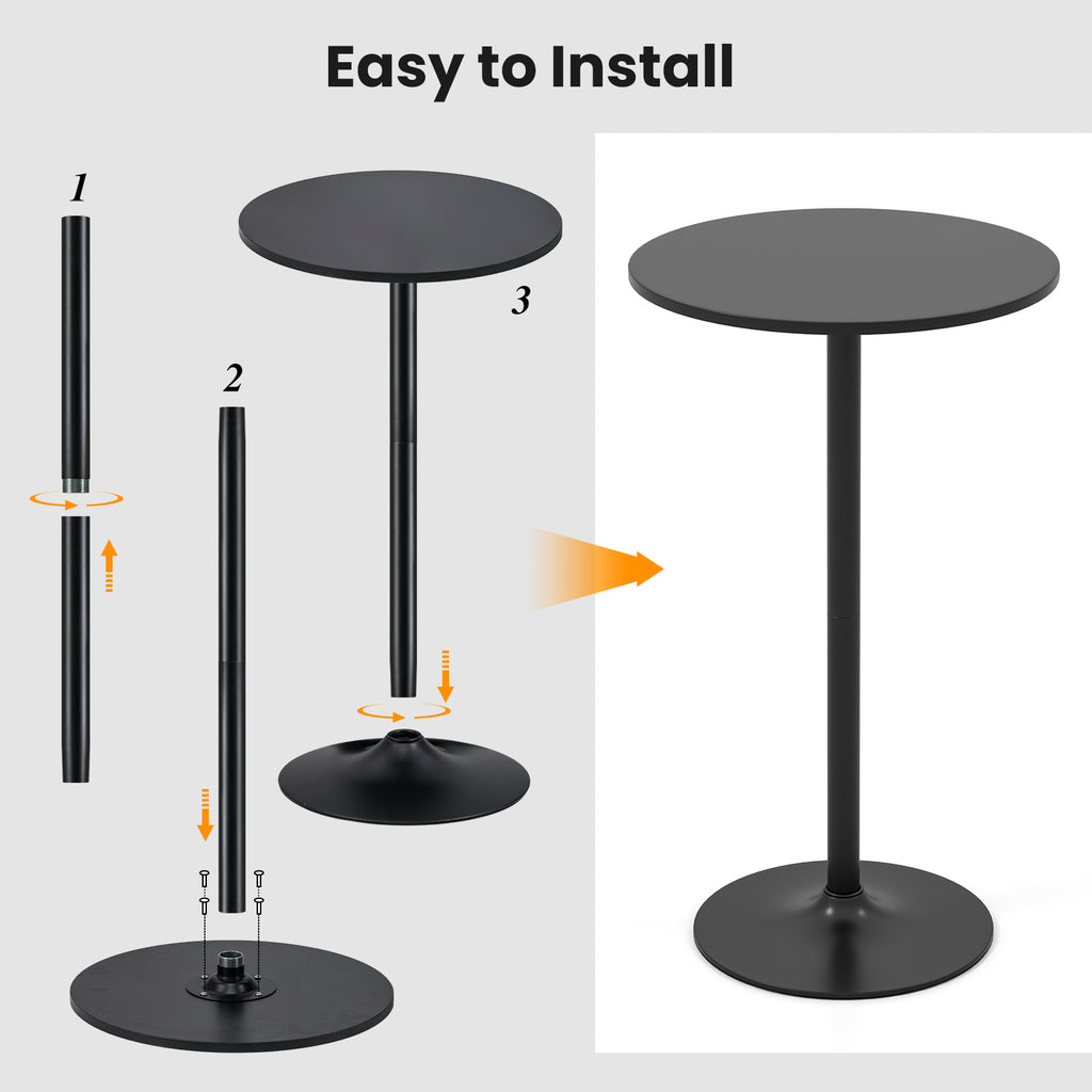 24 Inch Modern Style Round Cocktail Table with Metal Base and MDF Top-1 piece