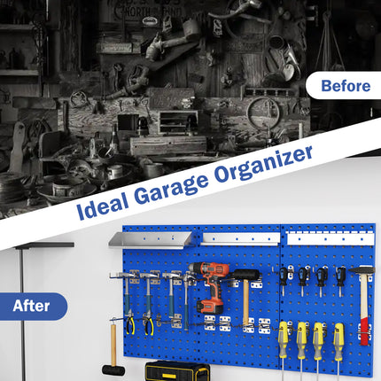 Wall-Mounted Pegboard Kit with 3 Pegboards for Garage Workshop-Navy