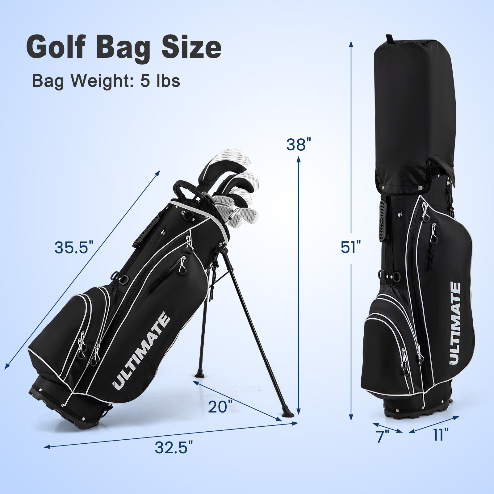 Men€™s Profile Complete Golf Club Package Set Includes 10 Pieces-Black