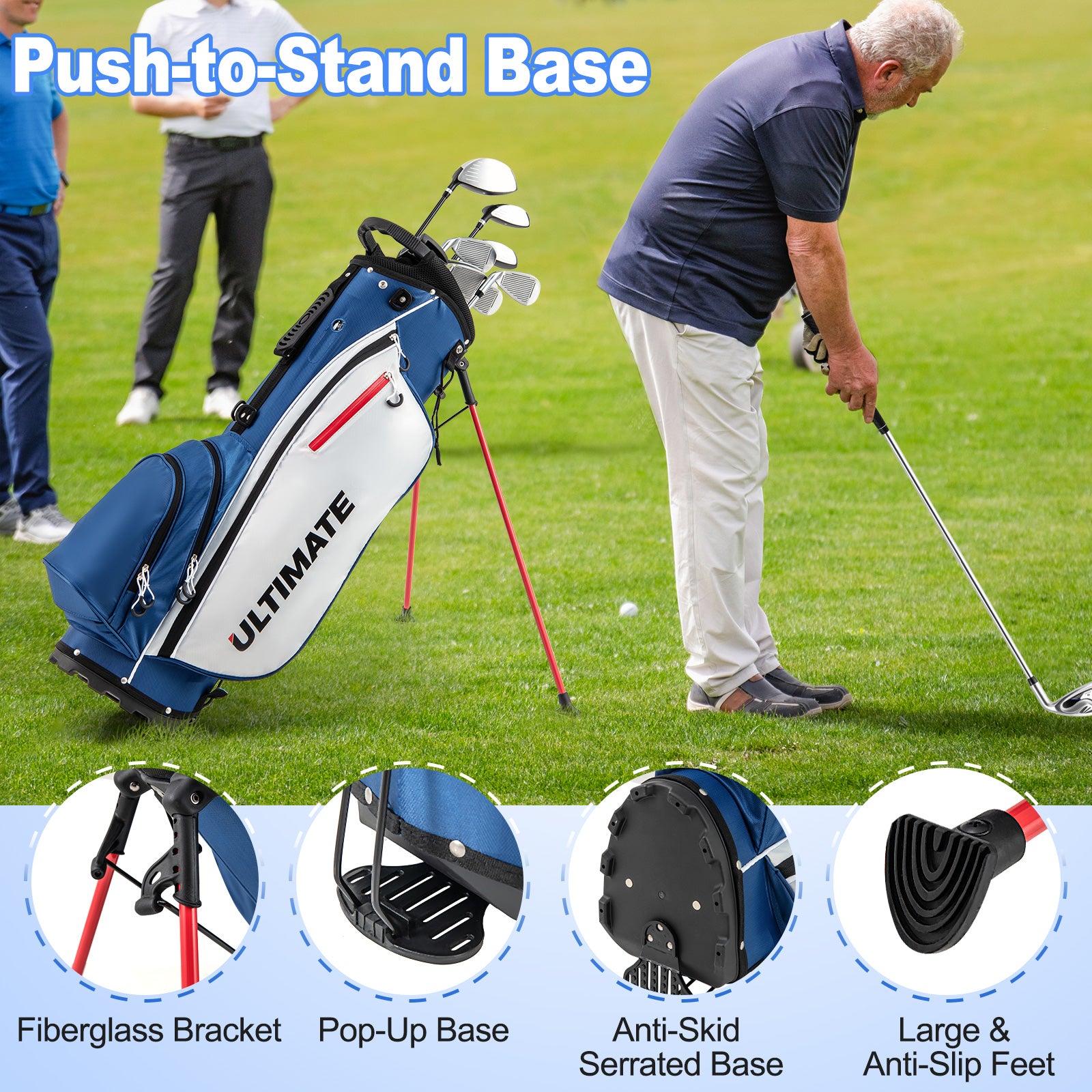 Men€™s Profile Complete Golf Club Package Set Includes 10 Pieces-Blue