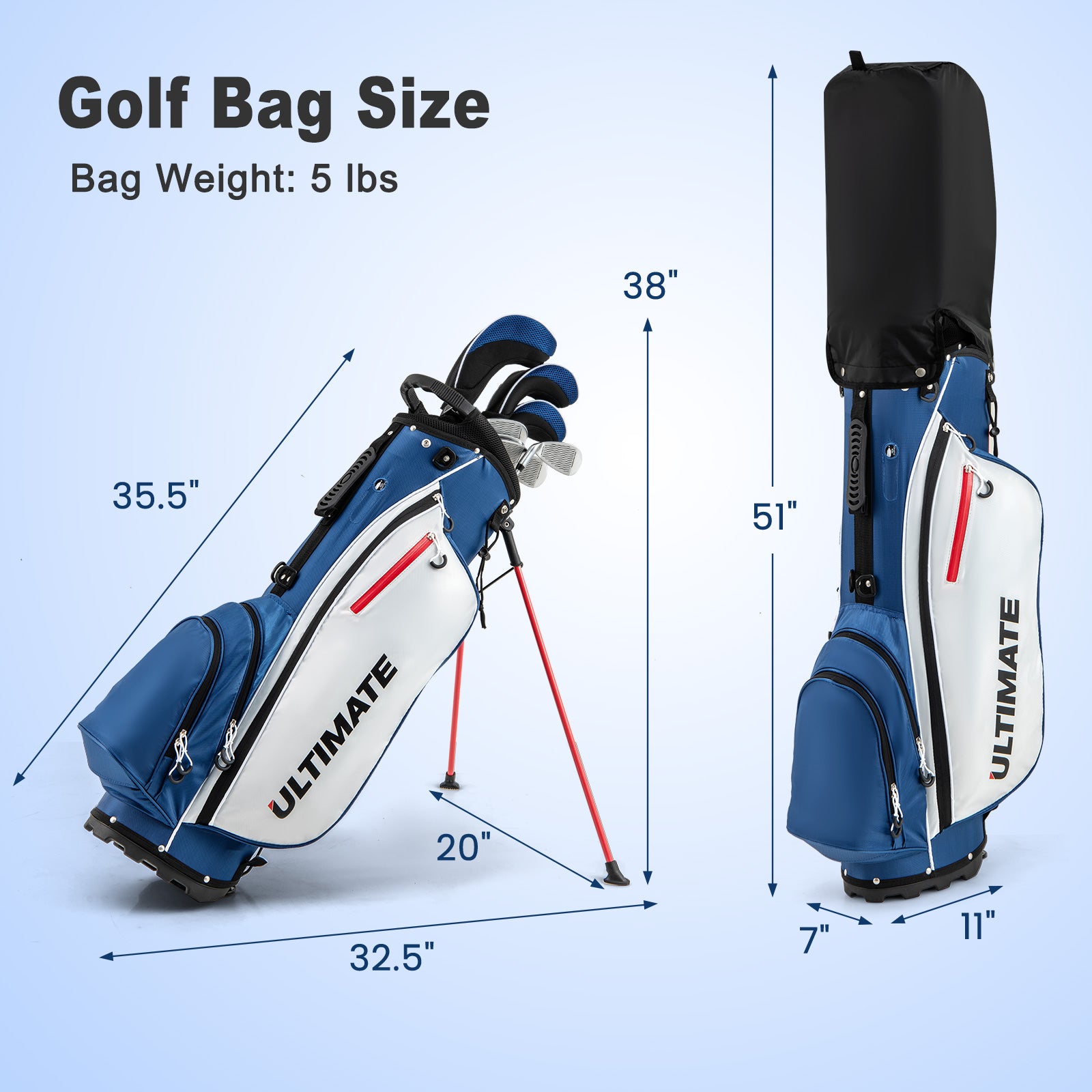 Men€™s Profile Complete Golf Club Package Set Includes 10 Pieces-Blue