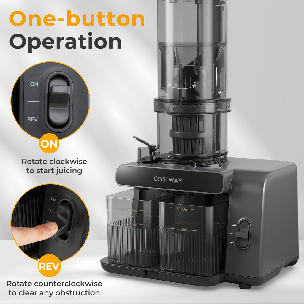 Cold Press Juicer with 5.3 Inches Feed Chute  High Juice Yield and Reverse Function