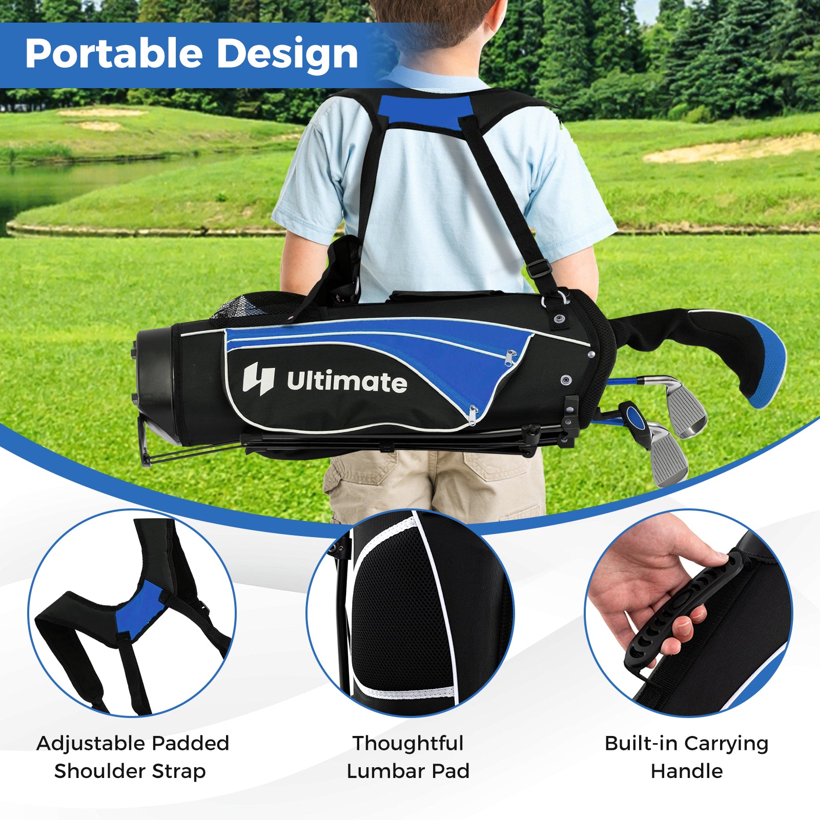 Junior Complete Golf Club Set for Age 8 to 10-Blue