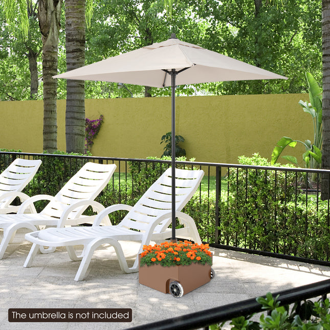 150 Pounds Patio Umbrella Base Stand Wheels Planter Outdoor-Coffee