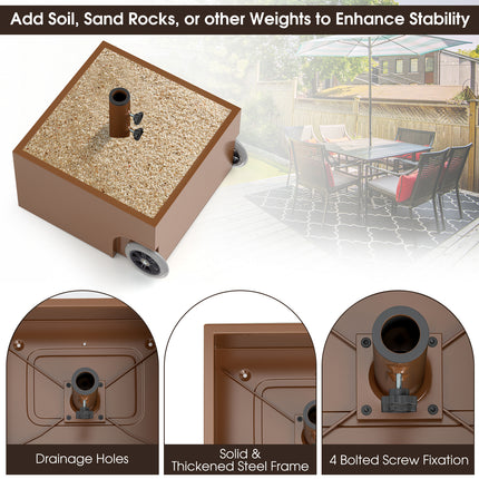 150 Pounds Patio Umbrella Base Stand Wheels Planter Outdoor-Coffee