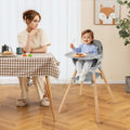 6 in 1 Convertible Highchair with Safety Harness and Removable Tray-Gray