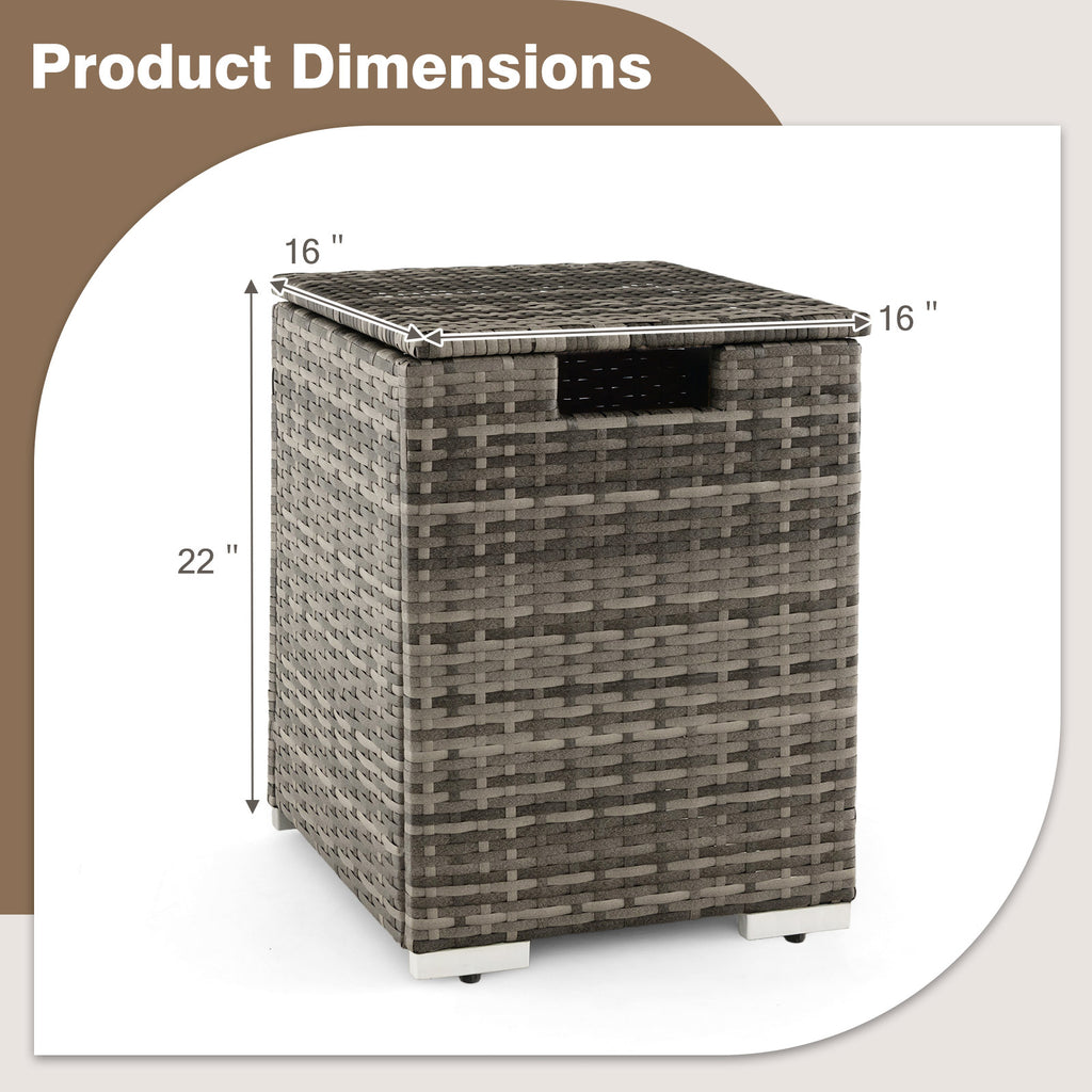 2-in-1 Patio Rattan Gas Propane Tank Cover for 20 lbs Propane Tanks-Gray
