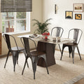 Metal Dining Chairs Set of 4 Tolix Style Stackable Kitchen Chairs with Wood Seat-Gun