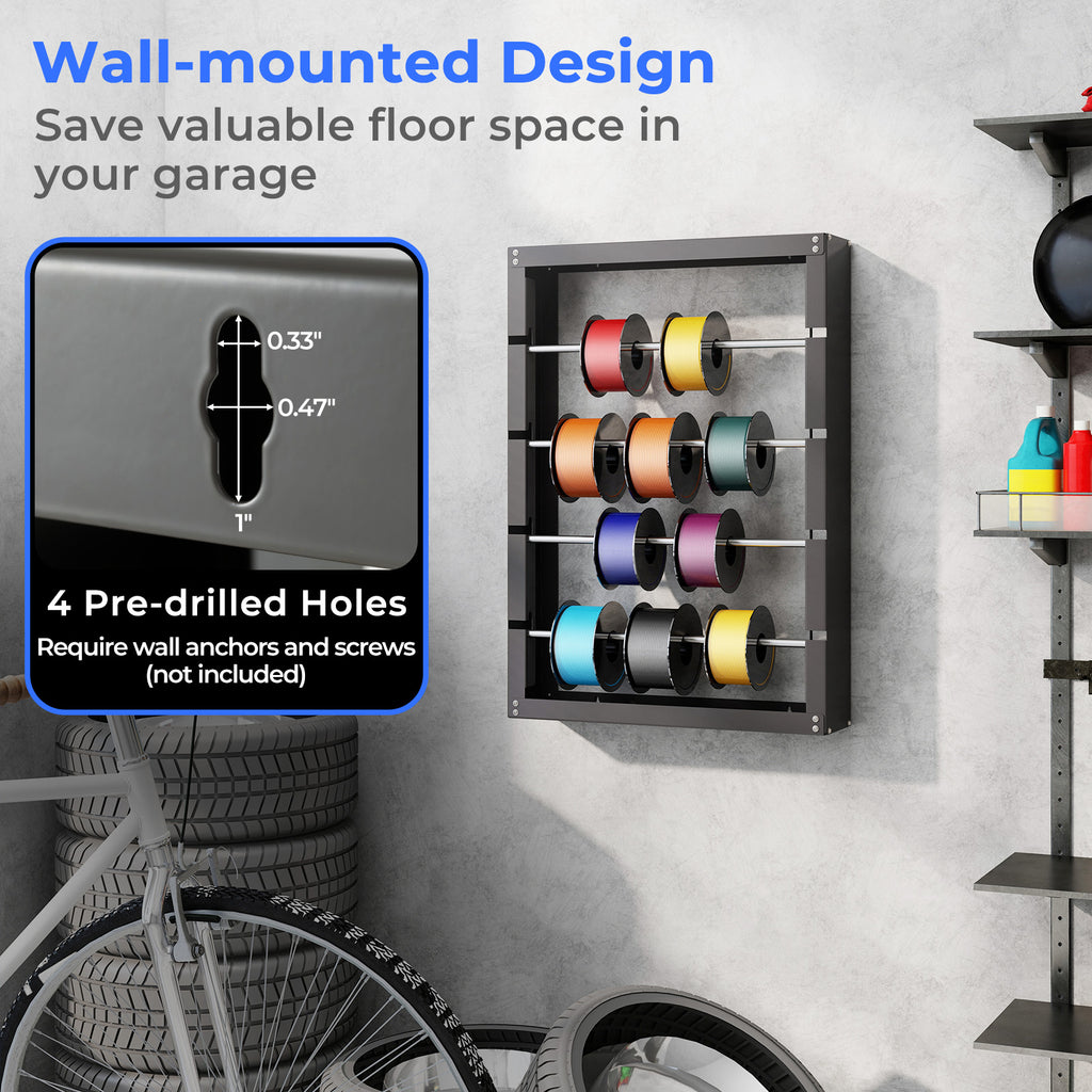 Wire Spool Rack with 4 Rods for Electrical Industrial and Retail Use-Gray
