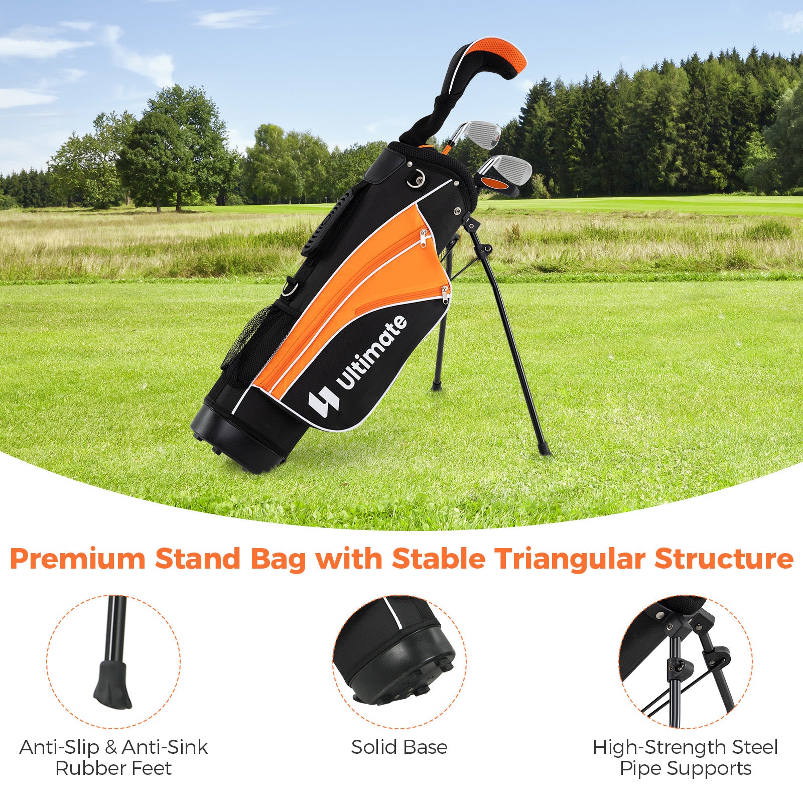 Complete Golf Club Set for Children Age 11-13-Orange