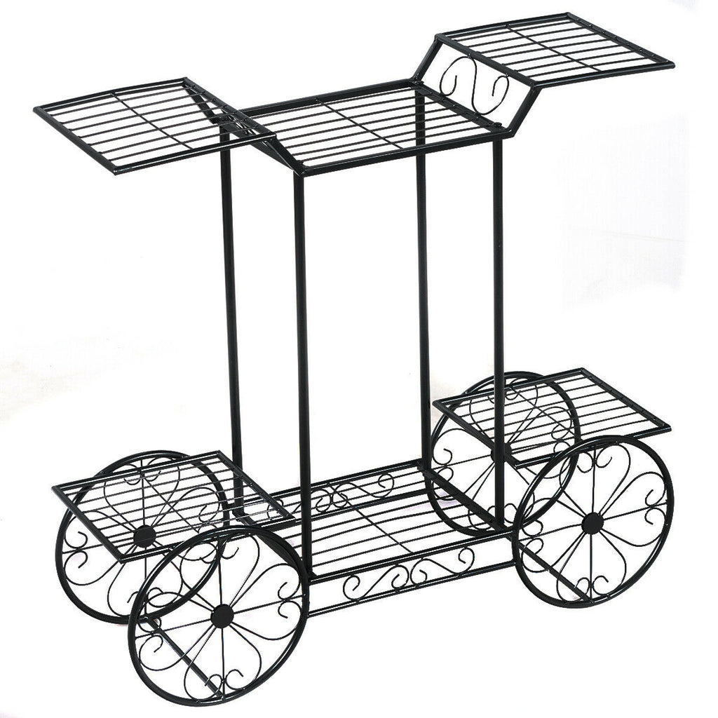 Présentoir à fleurs à 6 niveaux, chariot de jardin, support de pot de plantes décoratif