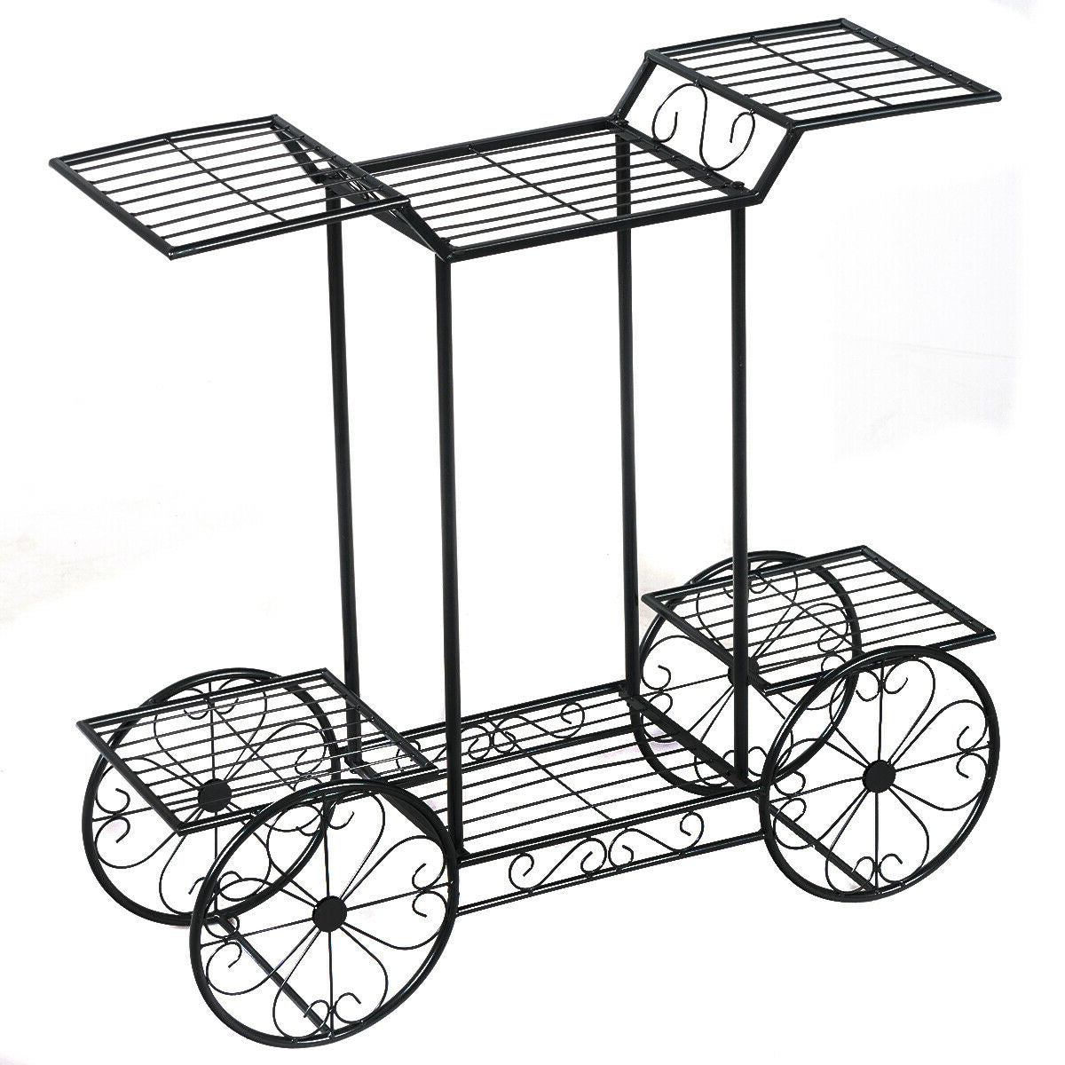 Présentoir à fleurs à 6 niveaux, chariot de jardin, support de pot de plantes décoratif