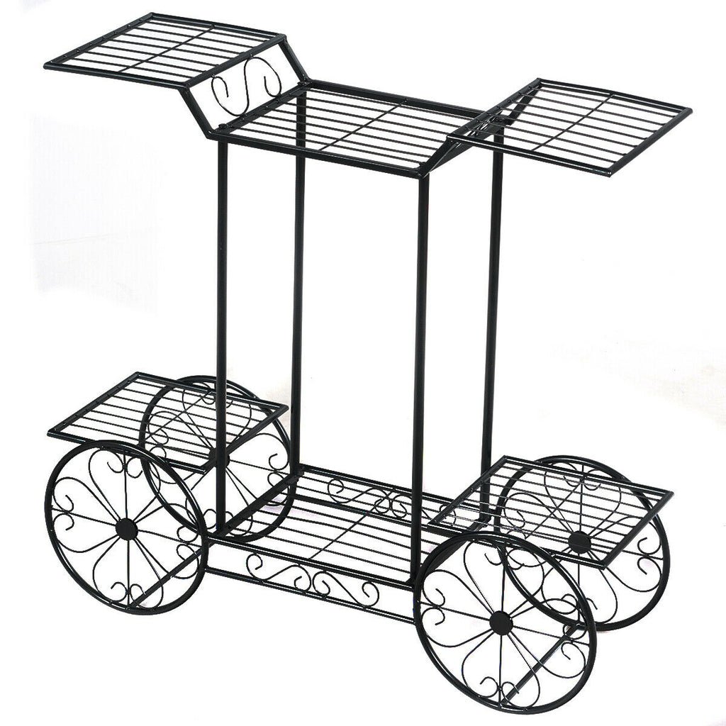 Présentoir à fleurs à 6 niveaux, chariot de jardin, support de pot de plantes décoratif