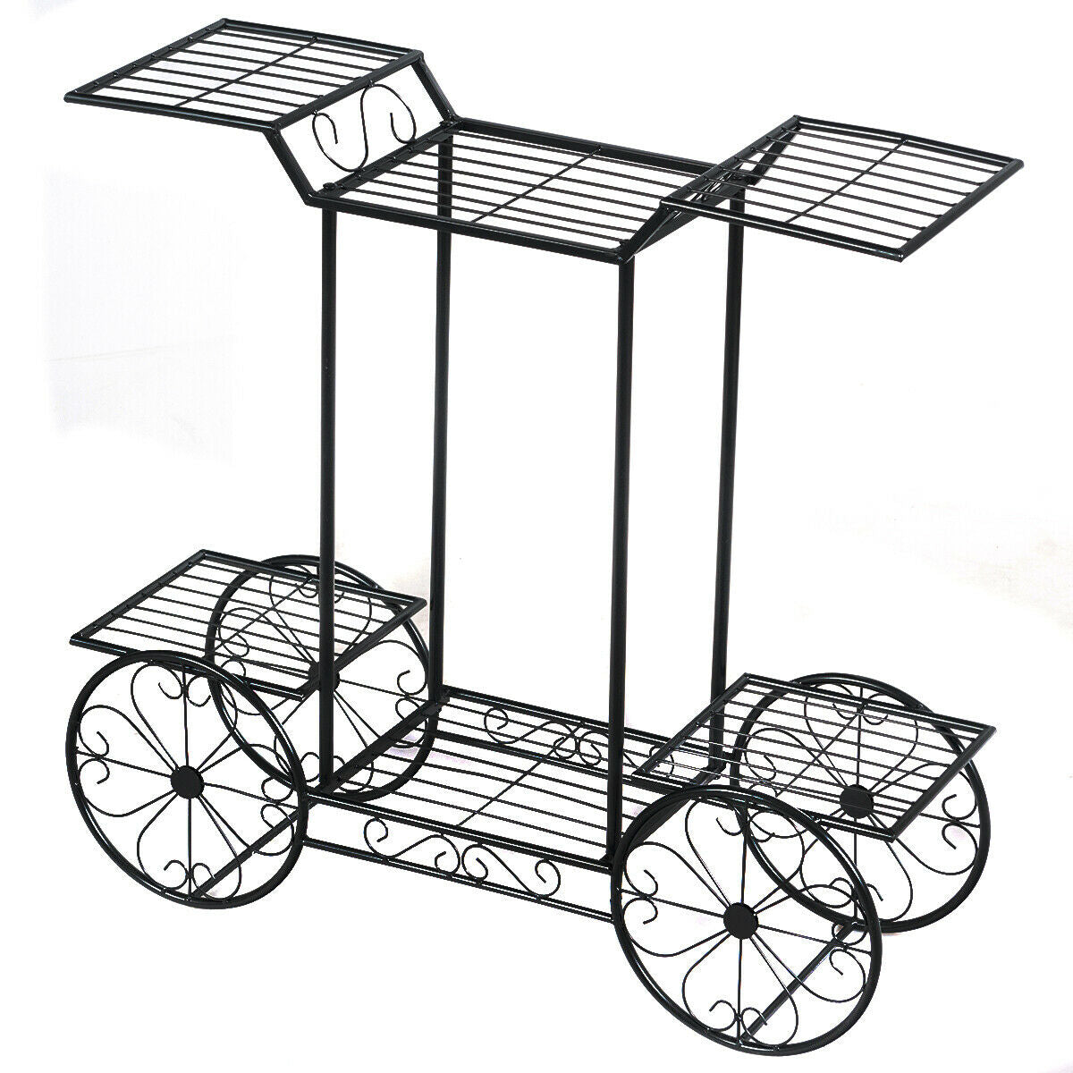 Présentoir à fleurs à 6 niveaux, chariot de jardin, support de pot de plantes décoratif