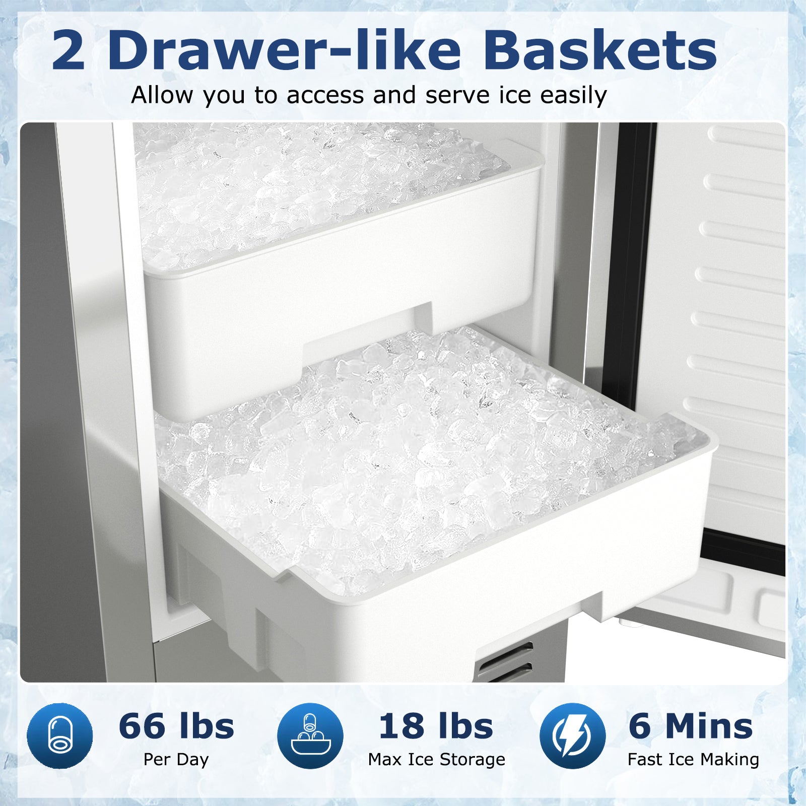 Under Counter Nugget Ice Maker with Self-Cleaning and 24H Timer-Silver