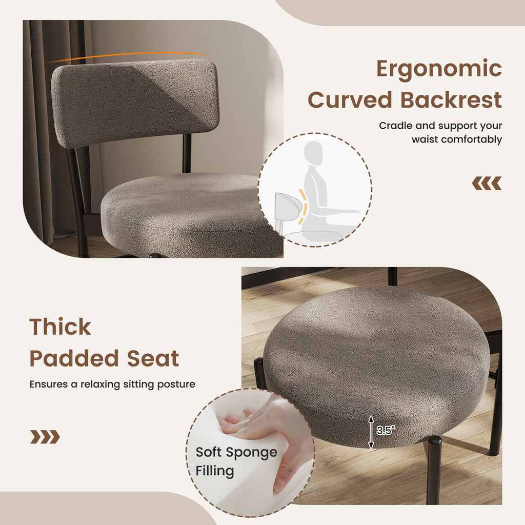 Dining Chair Set of 2 with Curved Backrest and Padded Seat-Gray