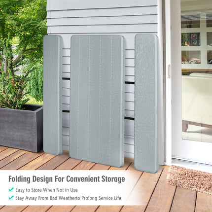 Indoor and Outdoor Folding Picnic Table Bench Set with Wood-like Texture-Gray