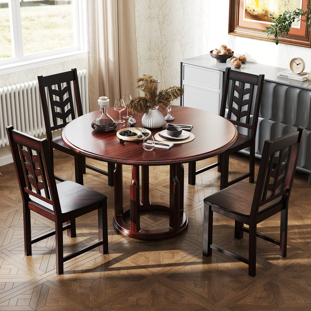 Kitchen Side Dining Chair Set of 2 with Rubber Wood Frame-Rustic Brown