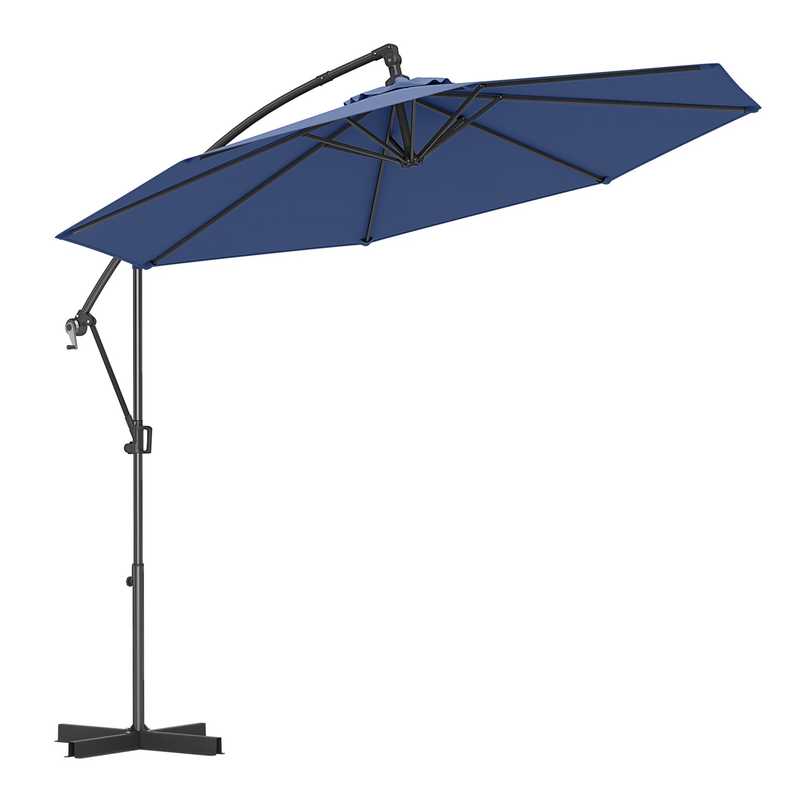 Parasol déporté de 3 m avec base et inclinaison infinie - Bleu marine