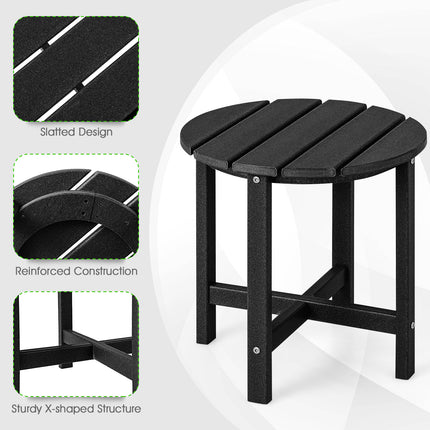 Set of 2 18 Inch Round Weather-Resistant Adirondack Side Tables-Black