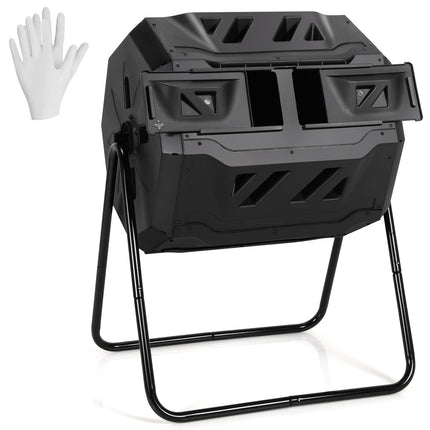 43 Gallon Composting Tumbler Compost Bin with Dual Rotating Chamber