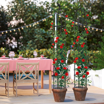 GIANTEX 2-Pack Garden Obelisk Trellis for Climbing Plants-Black