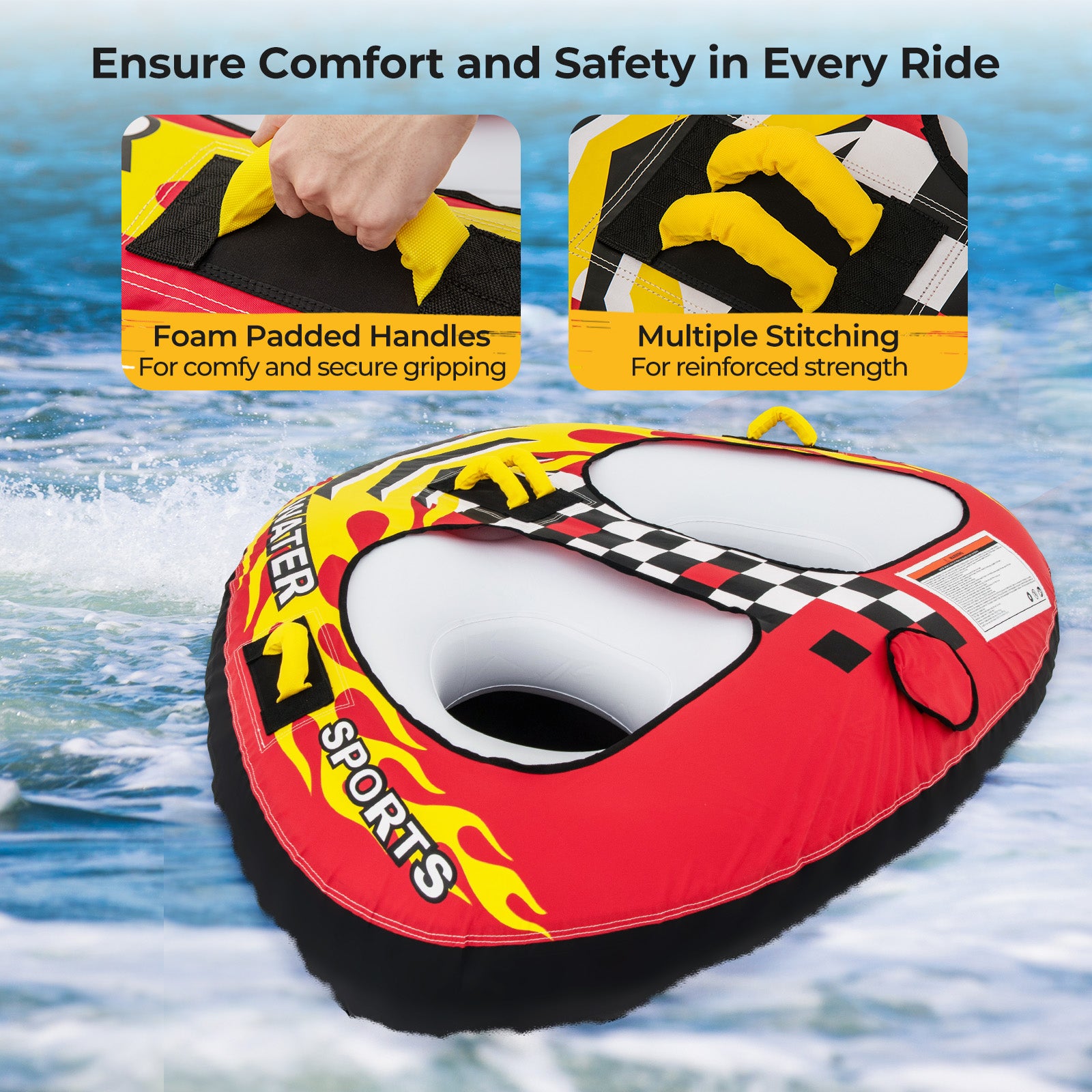 Towable Tube with Quick Connector and Drainage for Boating