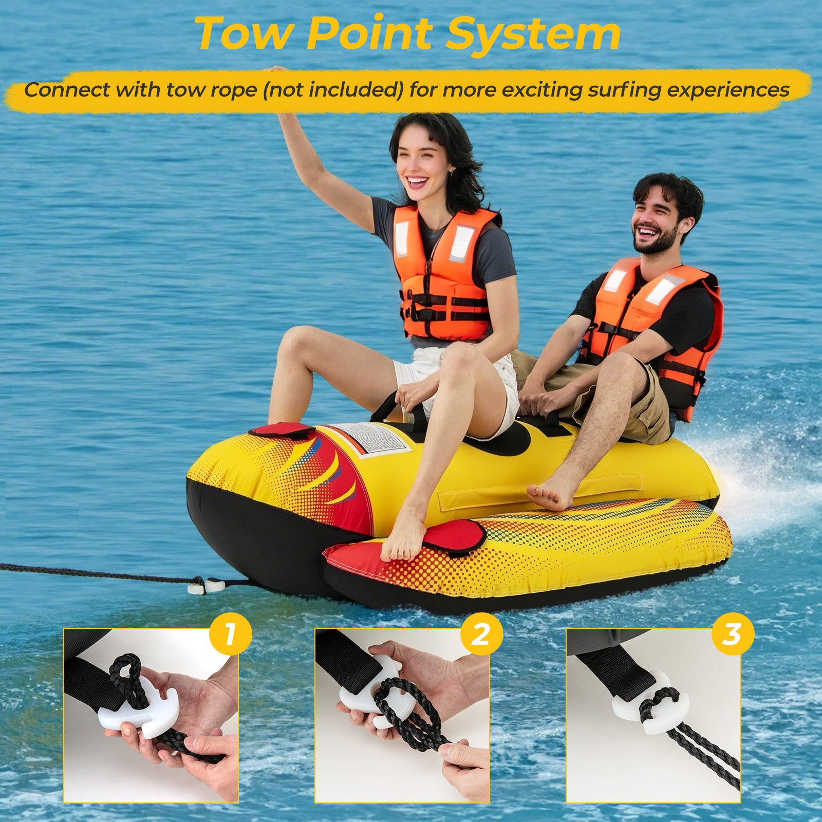 1 or 2 Person Inflatable Towable Tube Banana Boat for Boating