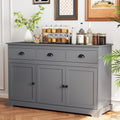 3 Drawers Sideboard Buffet Storage with Adjustable Shelves-Gray