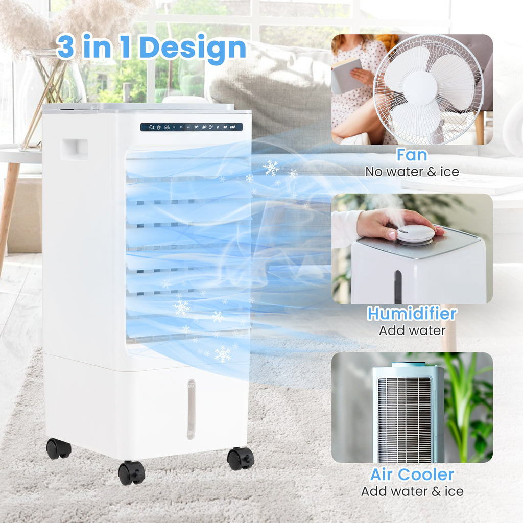3-in-1 Evaporative Portable Air Cooler with 3 Modes include Remote Control-White
