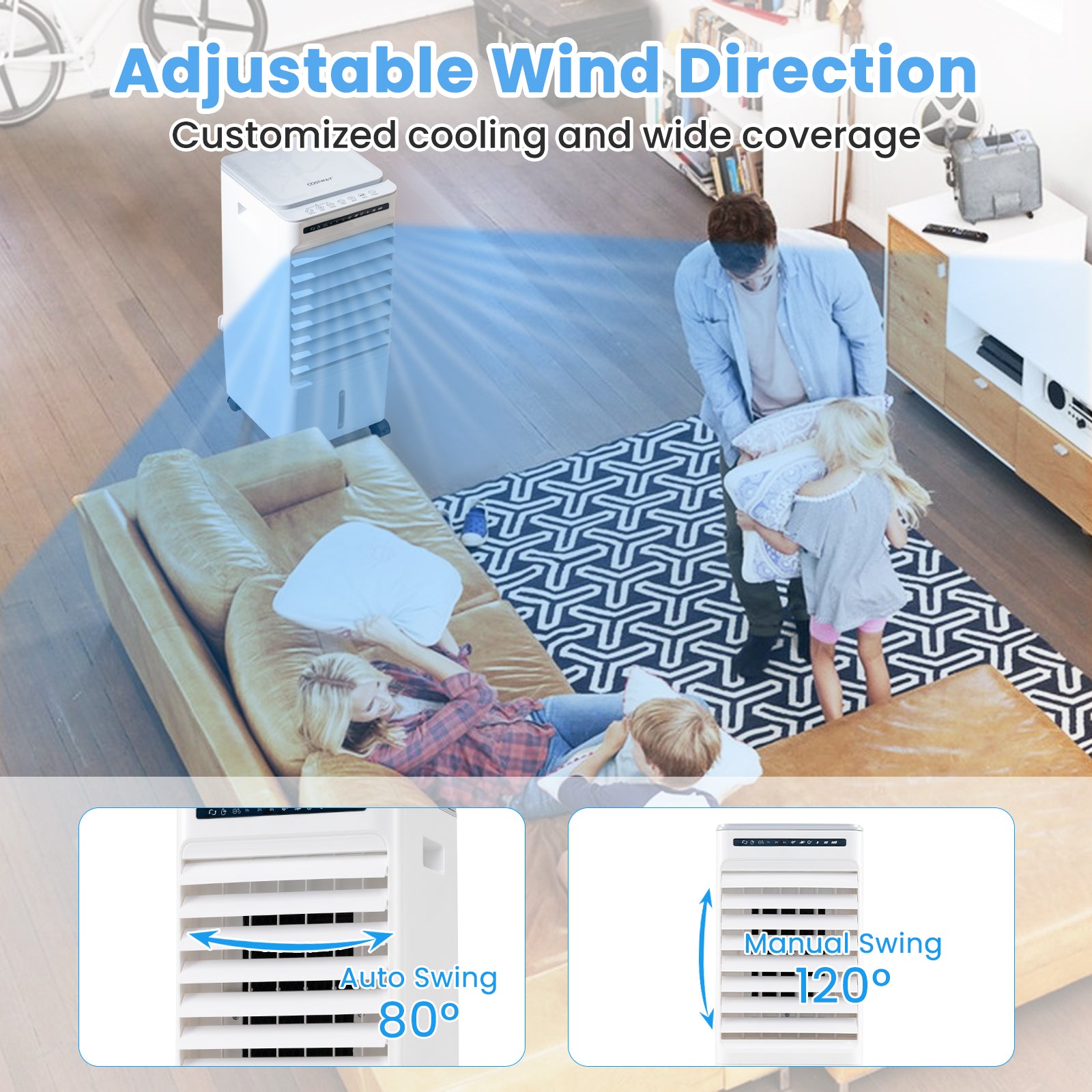 3-in-1 Evaporative Portable Air Cooler with 3 Modes include Remote Control-White