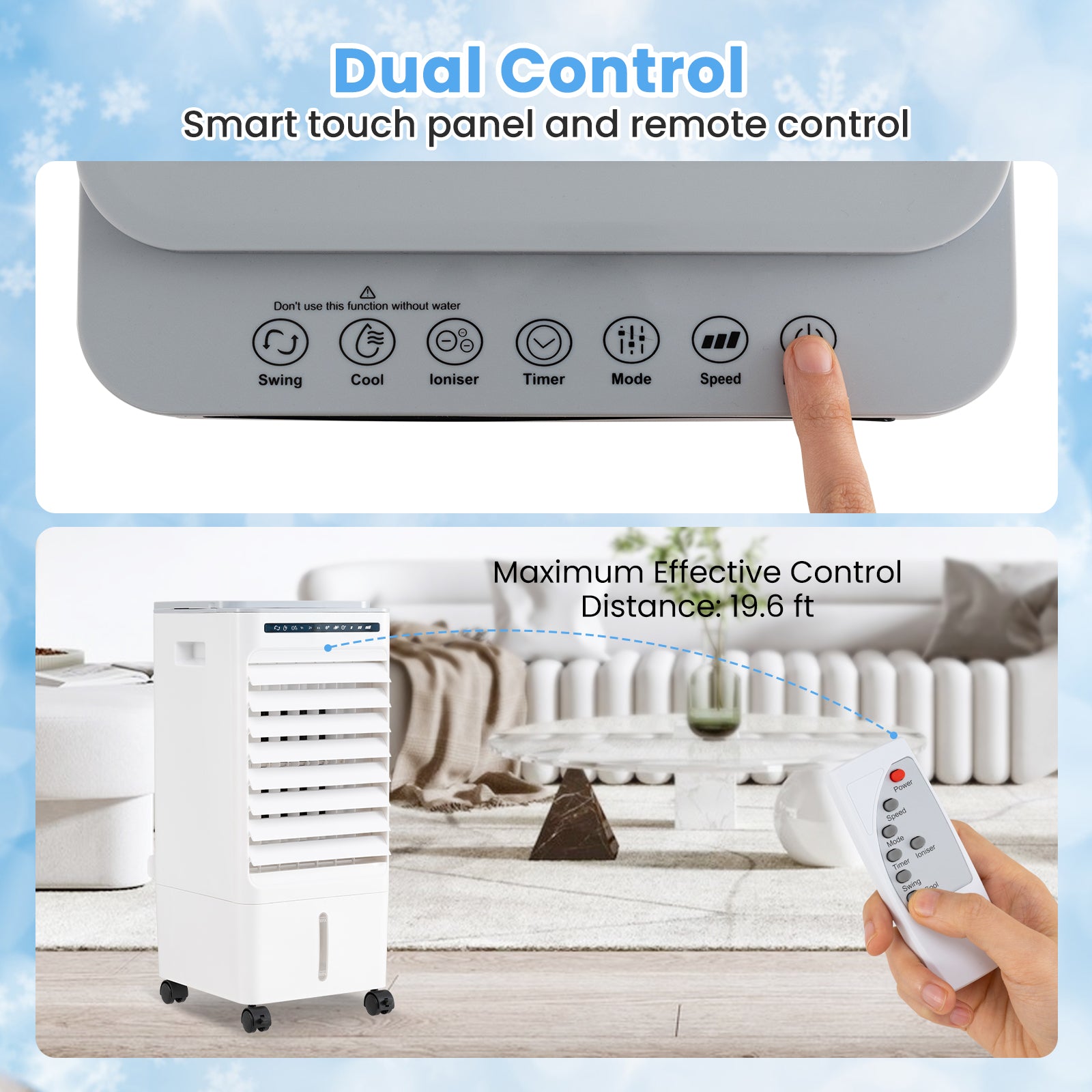 3-in-1 Evaporative Portable Air Cooler with 3 Modes include Remote Control-White