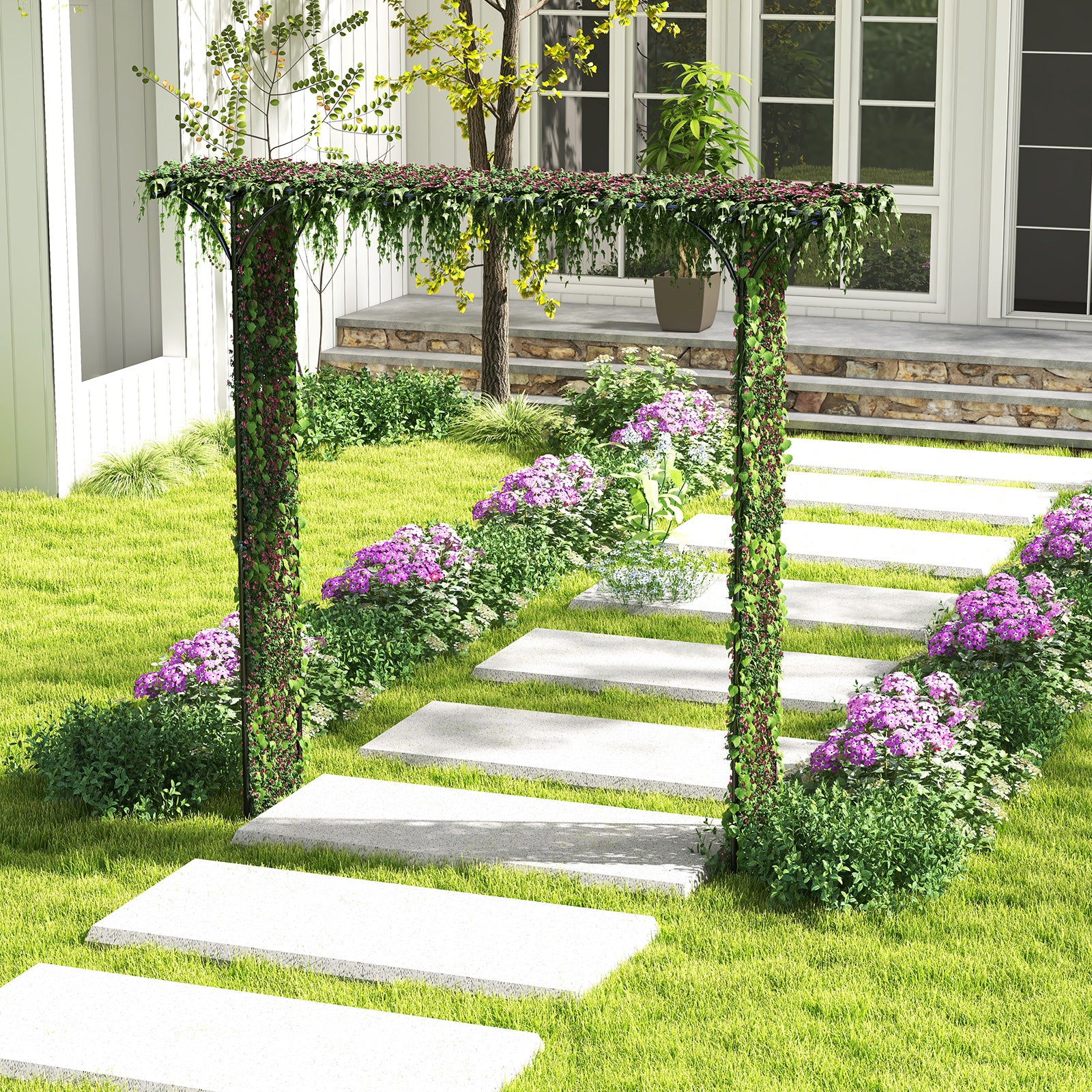 81 x 20 Inch Metal Garden Arch for Various Climbing Plant