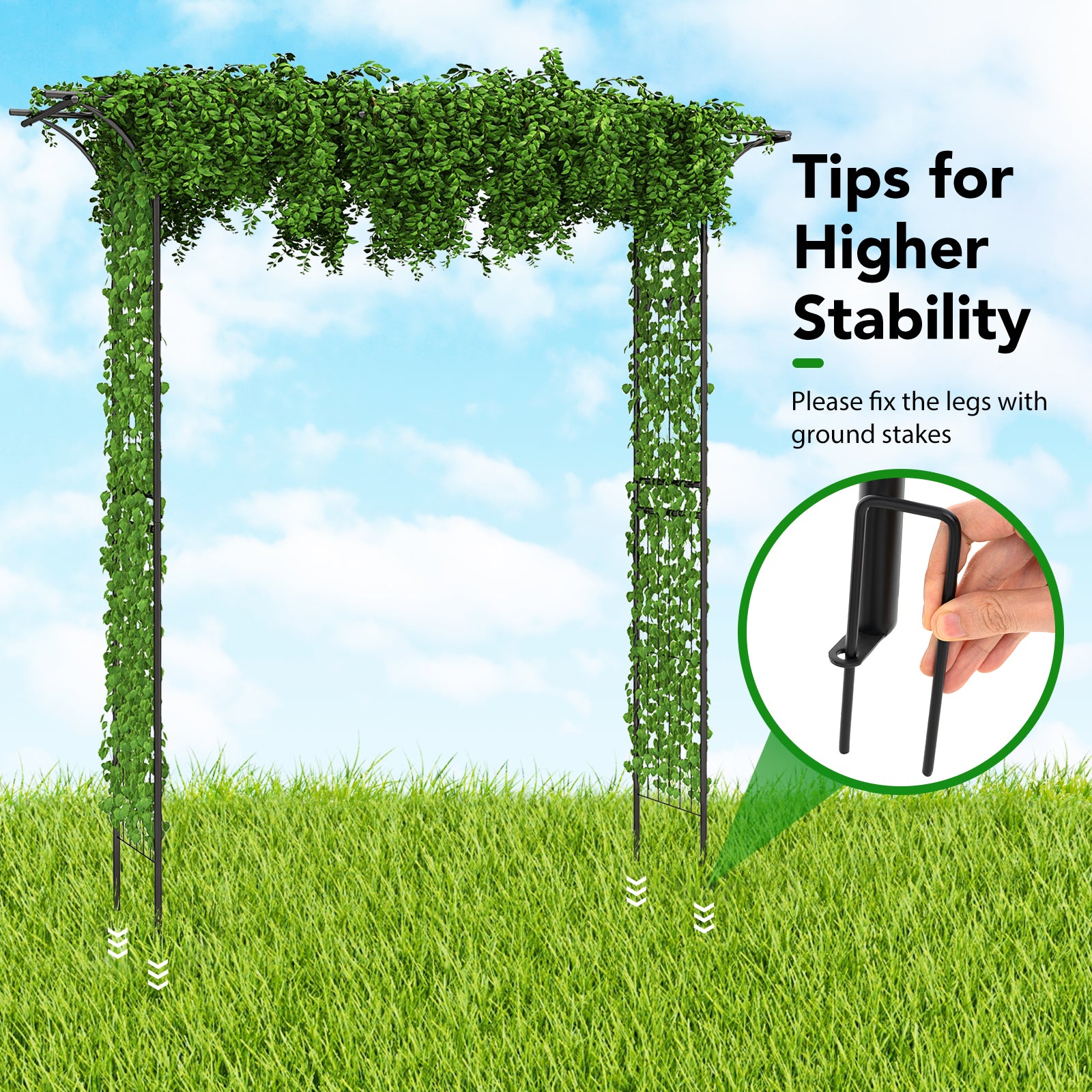 81 x 20 Inch Metal Garden Arch for Various Climbing Plant