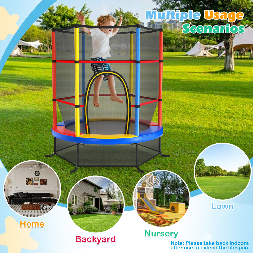 Trampoline d'intérieur récréatif pour enfants de 55 pouces avec filet de protection - Jaune