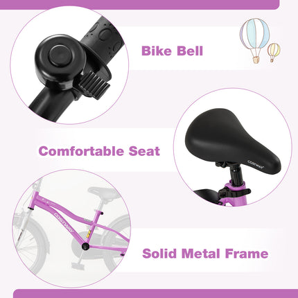 Kids Bike 16-Inch Children Training Bicycle with 2 Brake for 4-7 Years Old