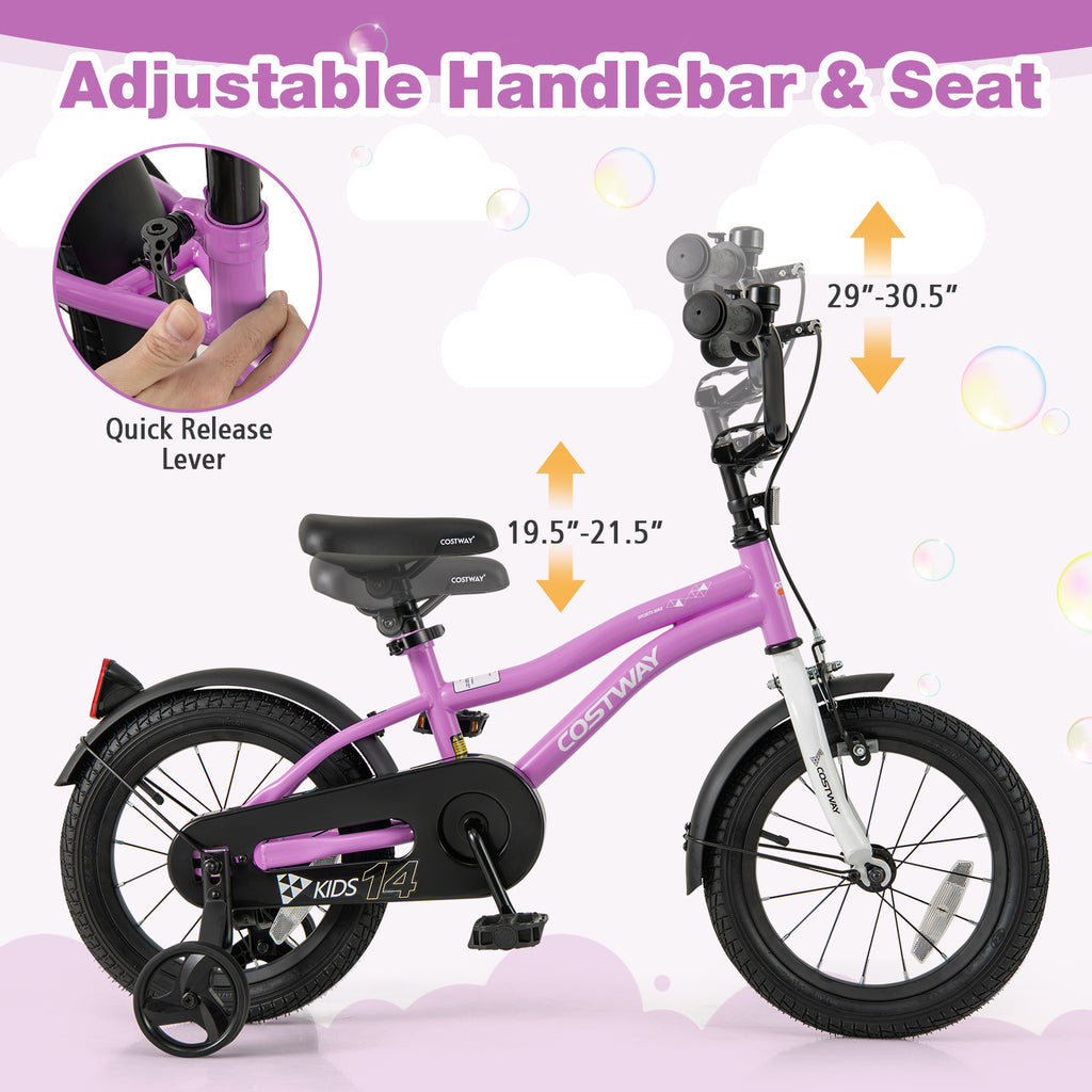Kids Bike 14-Inch Children Training Bicycle with 2 Brake for 3-5 Years Old