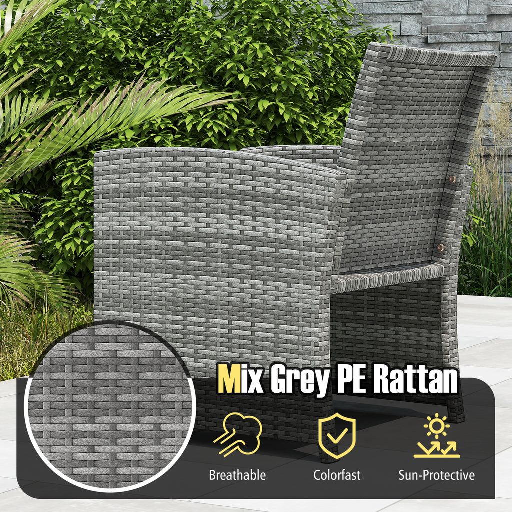 3 Pieces Patio Furniture Set with Tempered Glass Coffee Table and Soft Seat Cushions-White