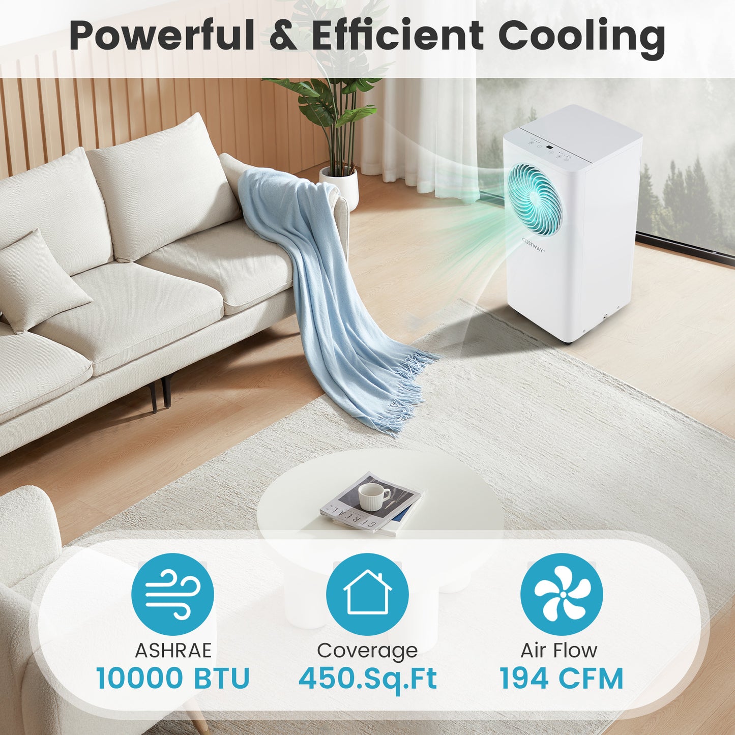 8200/10000 BTU Portable Air Conditioner 3-in-1 Stand up AC Unit with Dehumidifier-10000 BTU
