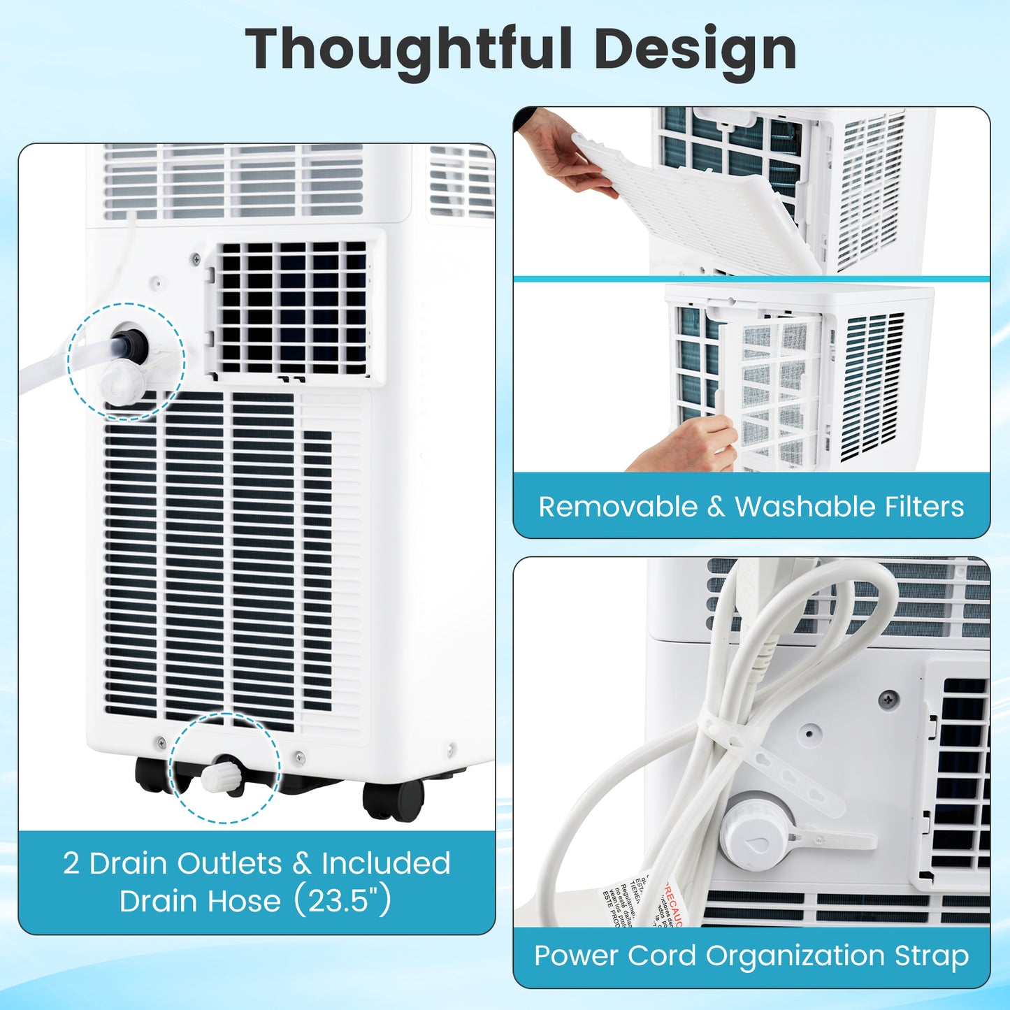 8200/10000 BTU Portable Air Conditioner 3-in-1 Stand up AC Unit with Dehumidifier-10000 BTU