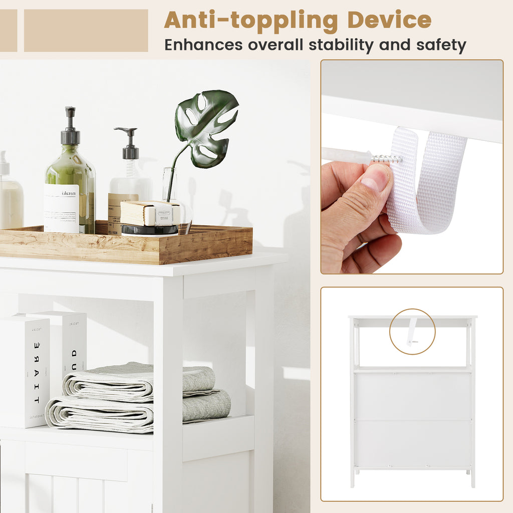 Bathroom Floor Cabinet Freestanding Storage Organizer with Open Compartment-White