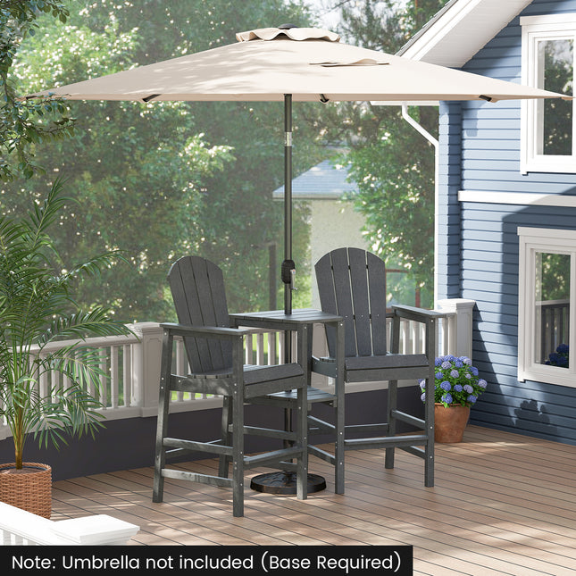 2-Seat Adirondack Chair All-Weather Adirondack Chair with Double Connecting Tray-Gray