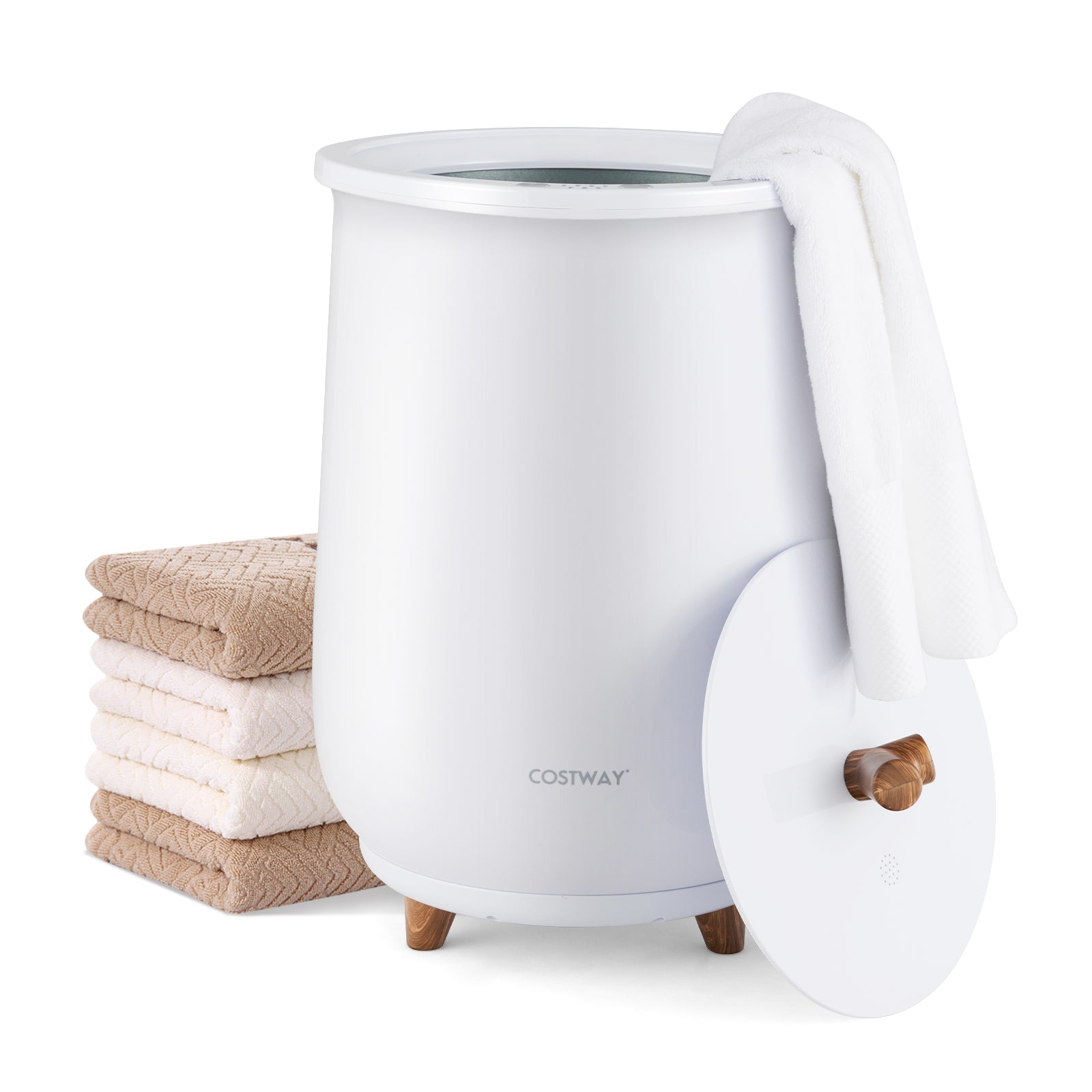 23L Large Luxury Bucket-Style Towel Warmer with Fragrant Disc Holder-White
