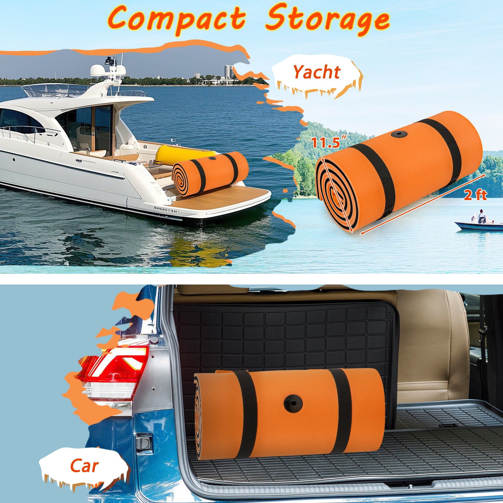 3-layer Tear-resistant Relaxing Foam Floating Pad-Orange