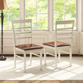 PU Leather Upholstered Armless Wooden Dining Chair Set of 2-White