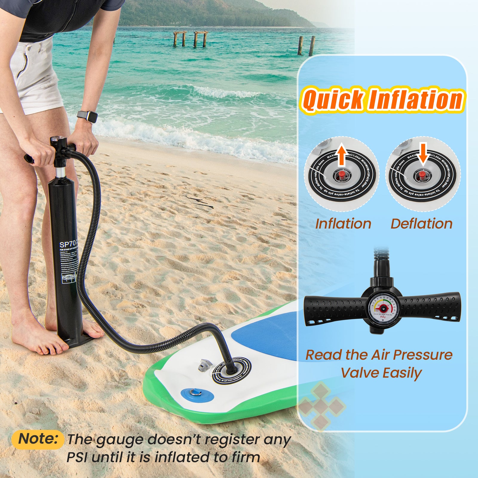11 Feet Premium SUP Inflatable Stand Up Paddle Board with Accessories and Repair Kit-L