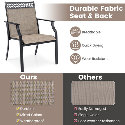 Patio Chairs Set of 2 with All Weather Breathable Fabric-Brown
